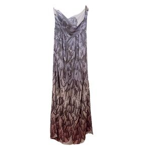 Hy + Dot Silk Feather Printed Maxi Dress